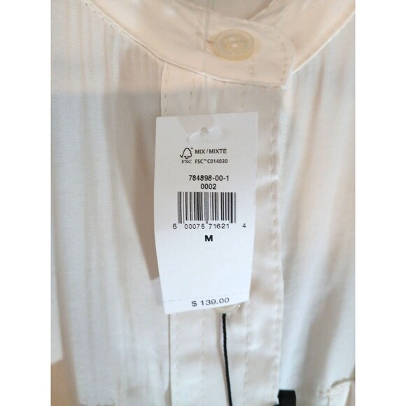 NWT Banana Republic Women's Size M Ivory Midi Dress w/Side Slits Pockets & Belt - Picture 3 of 15